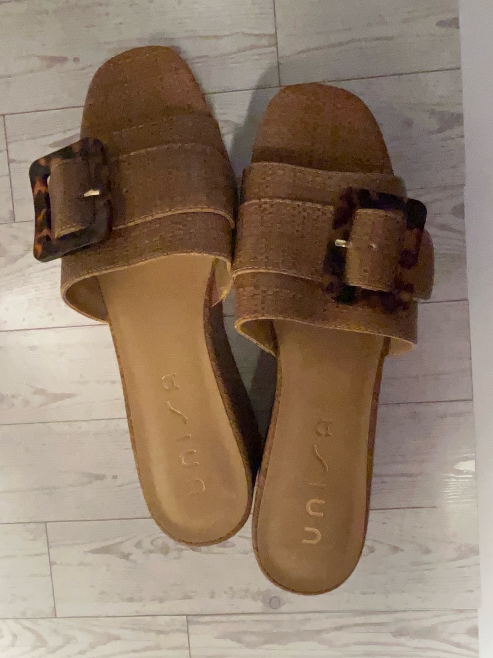 Unisa Tan Suede Buckle Slide Mules